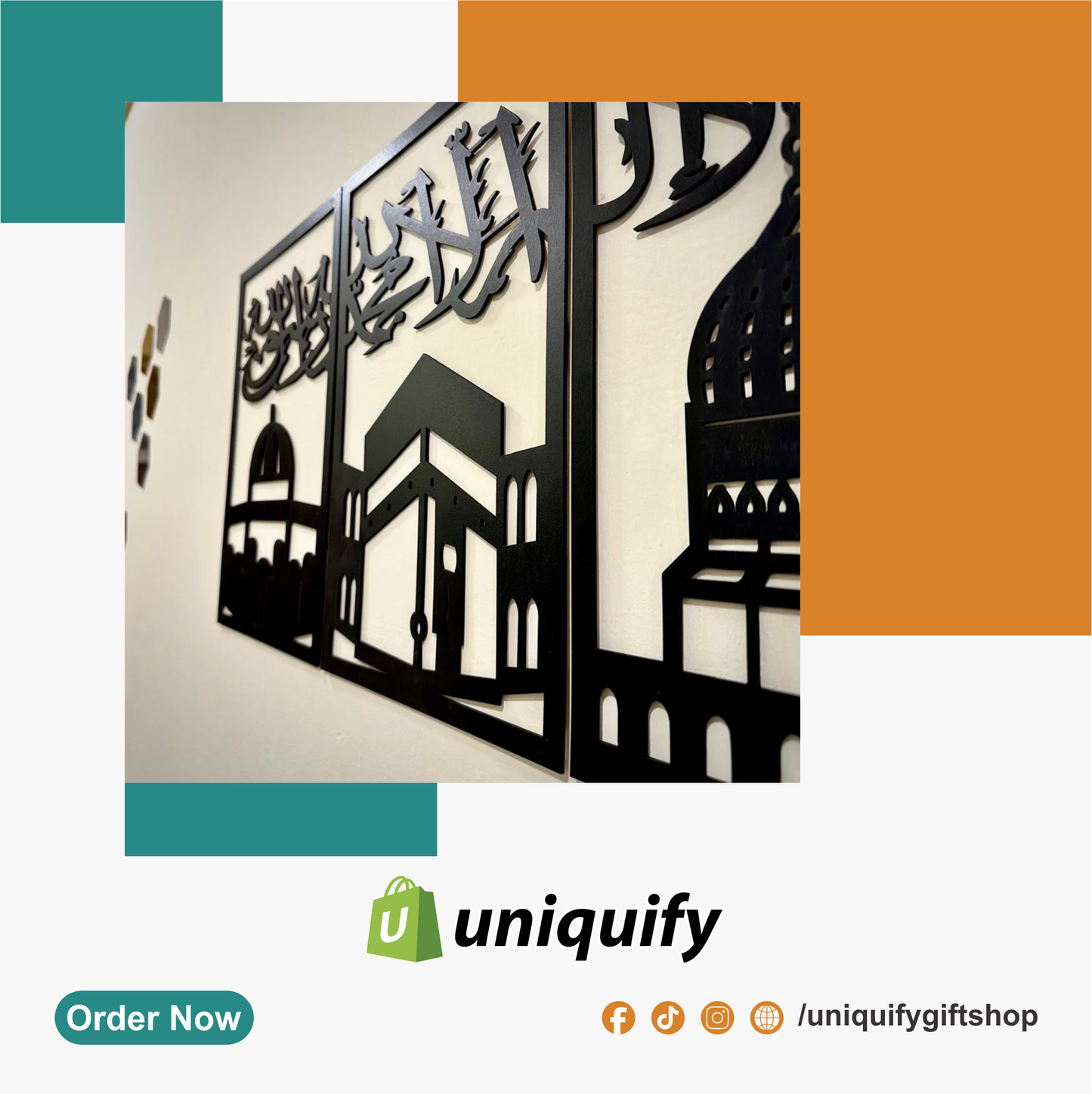 Three Frames Kalma Islamic Wooden Wall Art – Elegant Islamic Decor